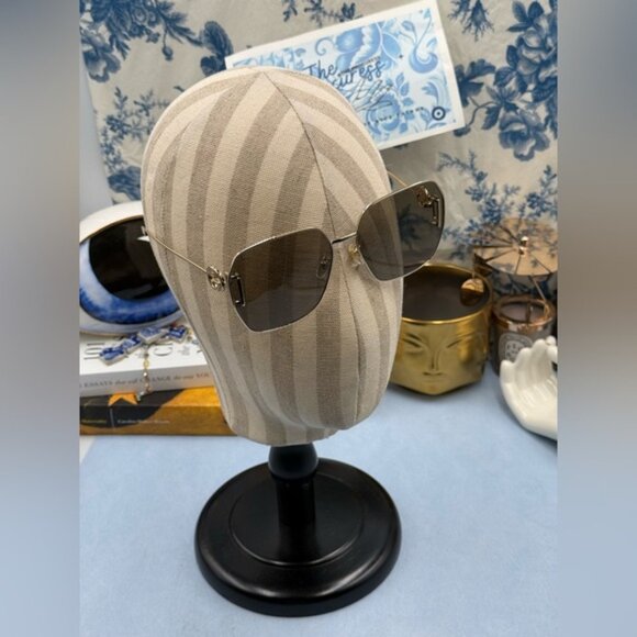 🆕 GUCCI 🧿 NWOT GG1207SA Gold Rimmed Geometric Square Sunglasses, Brown & Gold - Picture 2 of 15